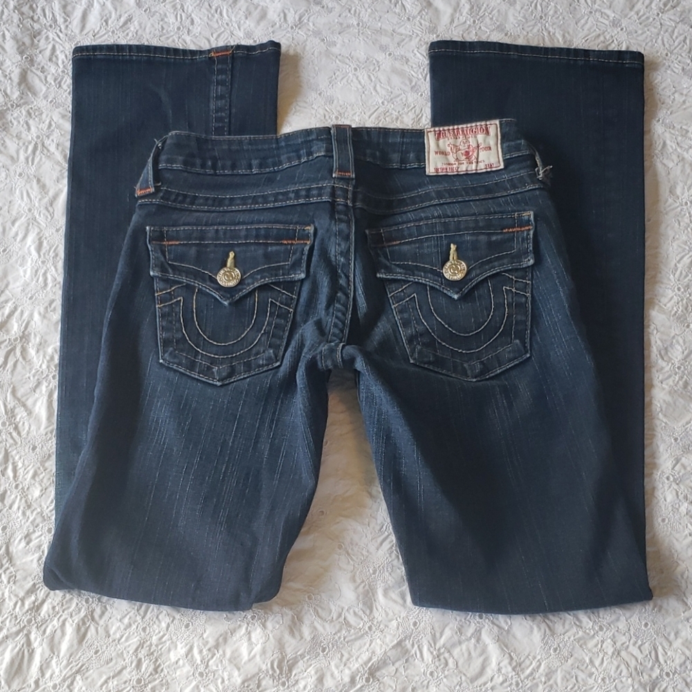 True Religion  dark Wash Women Jeans Boot Cut Size 26P - Picture 4 of 6